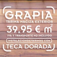 foto de suelo exterior de tarima de grapia con texto con precio