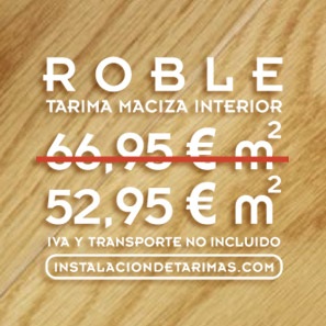 foto de suelo de madera con texto y precios de oferta de tarima de roble