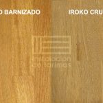 tarima de Iroko barnizado y sin barnizar