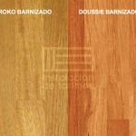 comparativa entre el color de la tarima de doussie y la de iroko