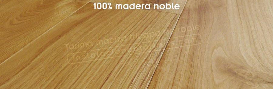 foto de suelo de tarima maciza tricapa de madera de roble, 100% madera noble