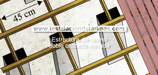 Estructura elevada con doble rastrel tropical cruzado en 90 grados