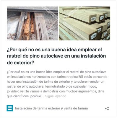 Imagen con texto sobre reparación de tarima con imágenes comparando antes y después