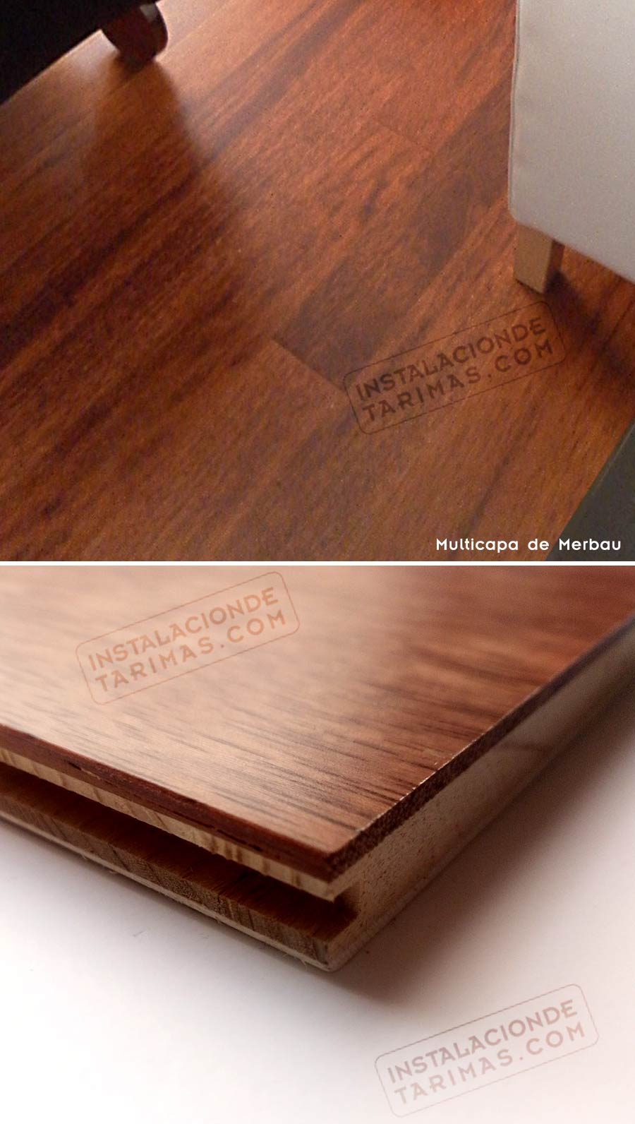 Oferta de tarima de merbau multicapa para instalar una tarima sobre otra tarima