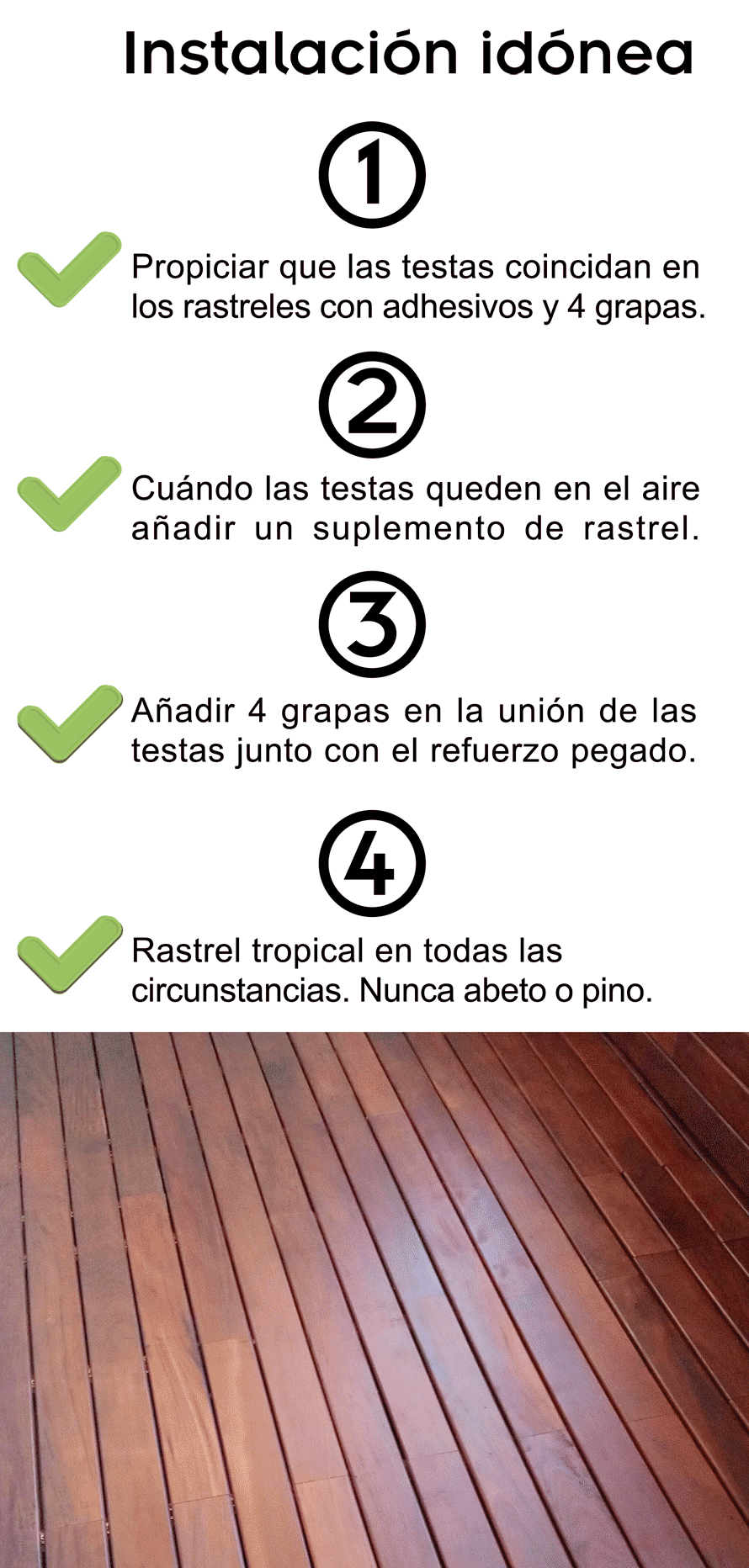 textos para evitar defectos de una instalación de tarima