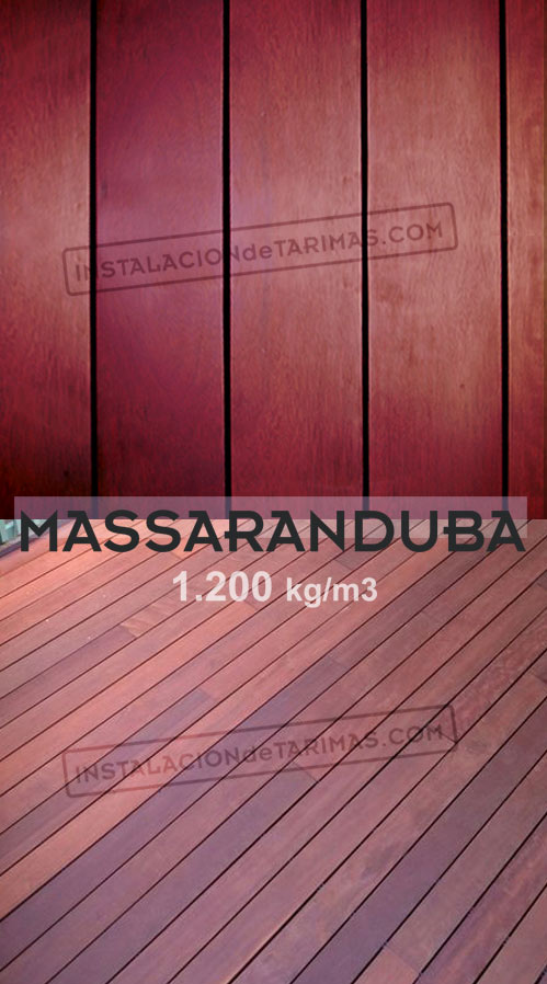 tarima exterior de massaranduba más pesada y densa que el ipe con 1200 kg/m3