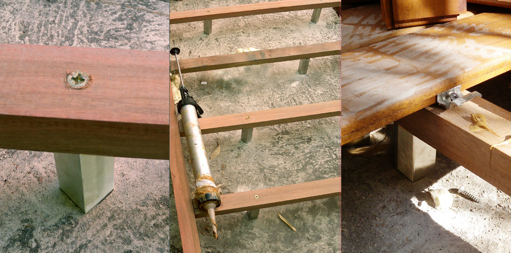 Combinación de rastrel de acero inoxidable con rastrel tropical