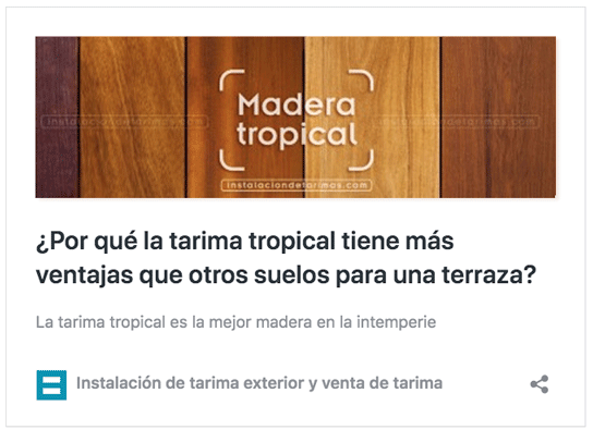 Foto de tarimas tropicales con texto sobre tarima tropical