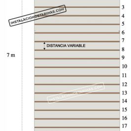 Plano de montaje de tarima exterior paso a paso con rastrel con distancia variable